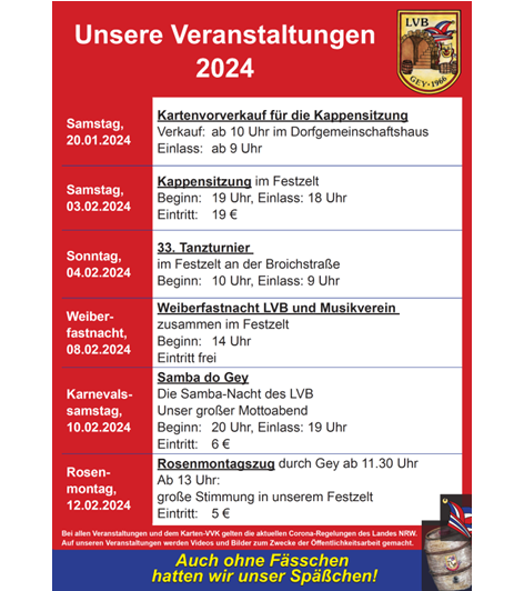 Kartenvorverkauf Kappensitzung